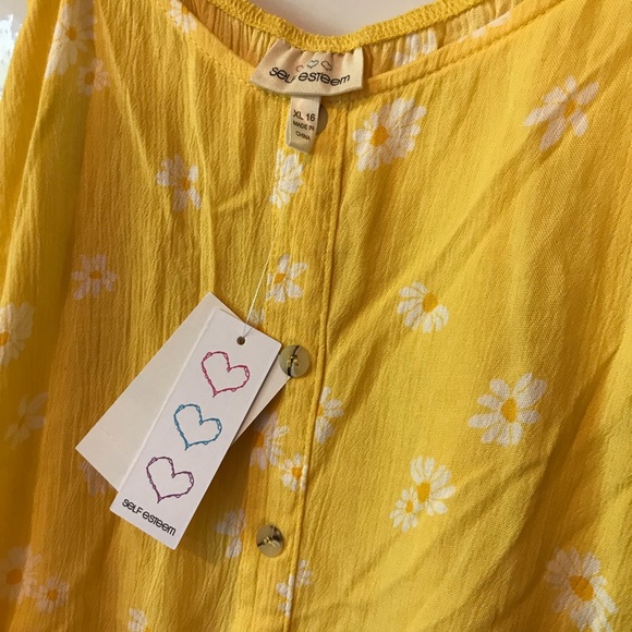 New size XL 16 Girls’ Self Esteem Summer Blouse- Yellow floral - Picture 5 of 5